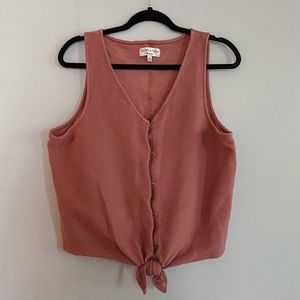 Madewell Button Front Pink Tank Top w Front Tie